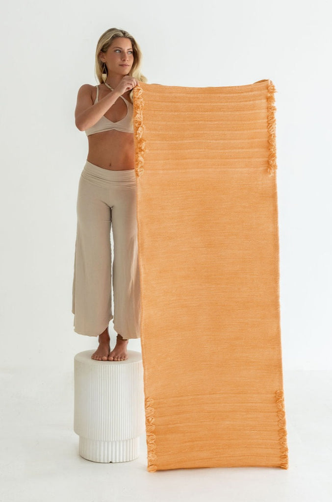Buy Soft Cotton Woven Yoga Mat - Beige Ornate Online