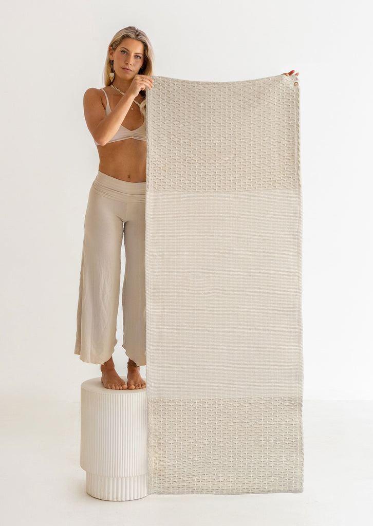  Lunarable Cream Yoga Mat Towel, Dandelion with Soft
