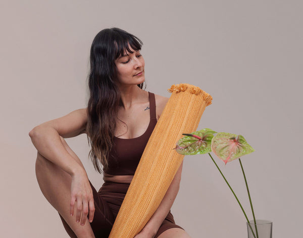 Organic Yoga Rug + Herbal Towel • Indigo Vetiver combo – Leela
